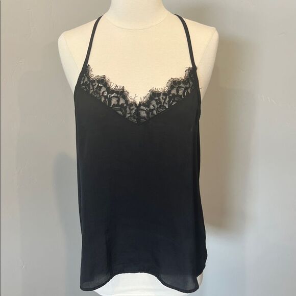 Allison Joy Black Lace Trim Cami Top - Picture 1 of 6